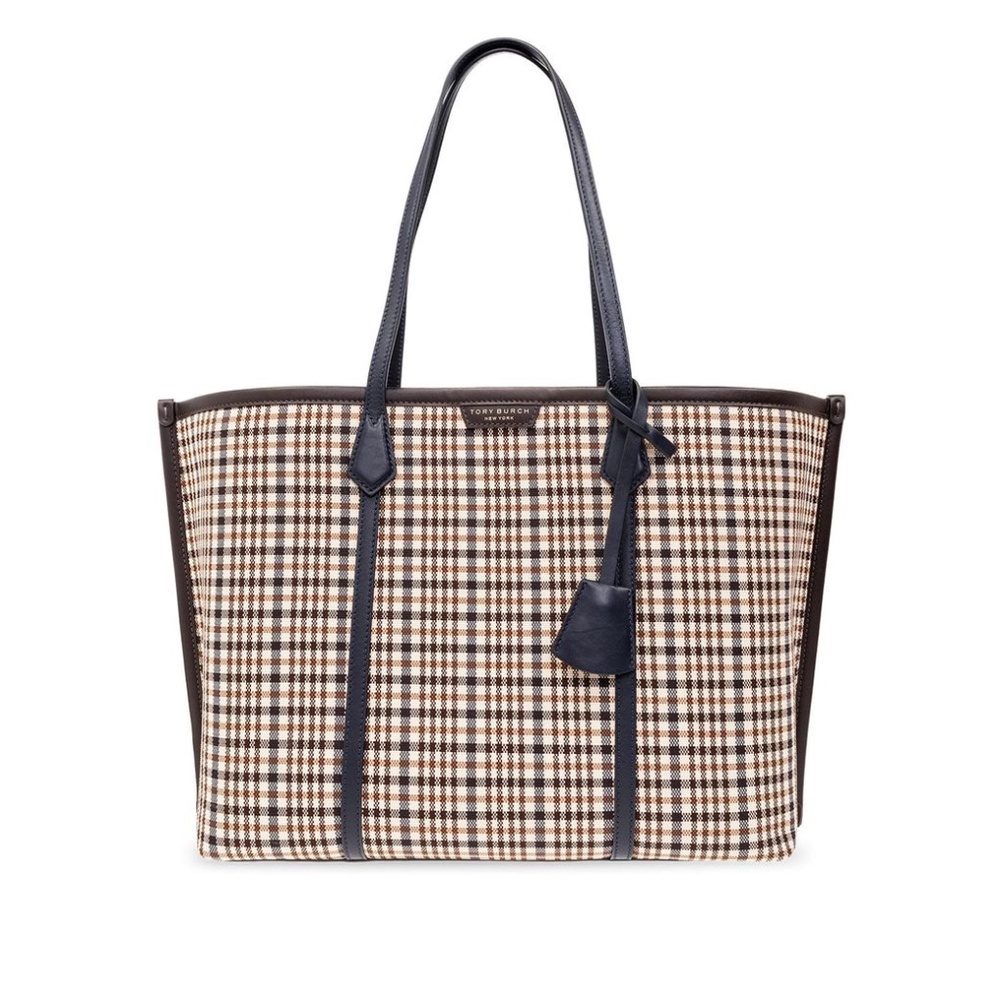 Tory Burch Plaid Triple Compartment Tote